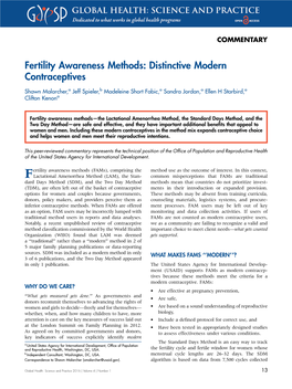 Fertility Awareness Methods: Distinctive Modern Contraceptives