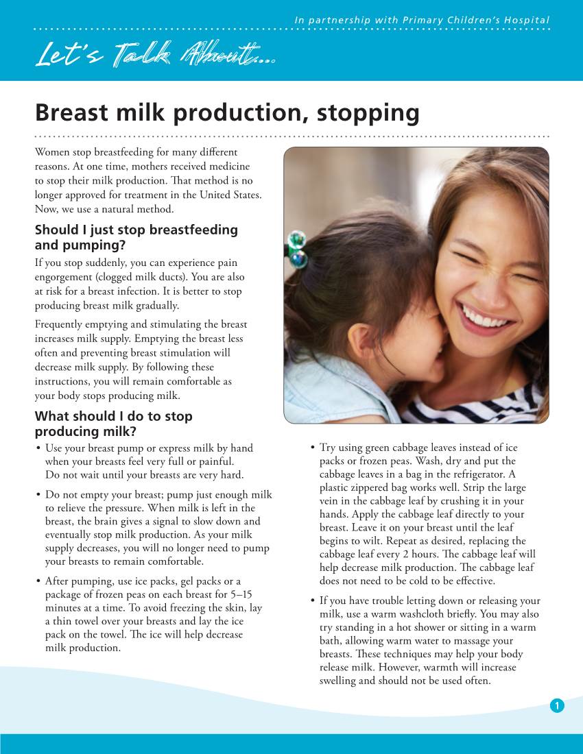 Breast Milk Production, Stopping