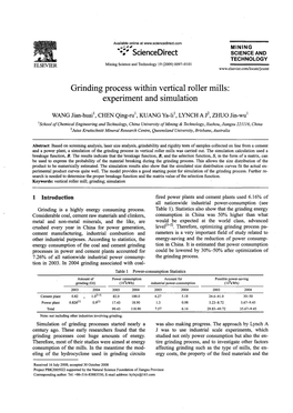 Grinding Process Within Vertical Roller Mills: Experiment and Simulation