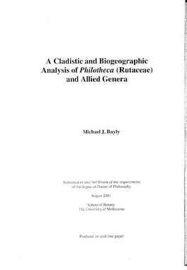 A Cladistic and Biogeographic Analysis of Philotheca (Rutaceae) and Allied Genera