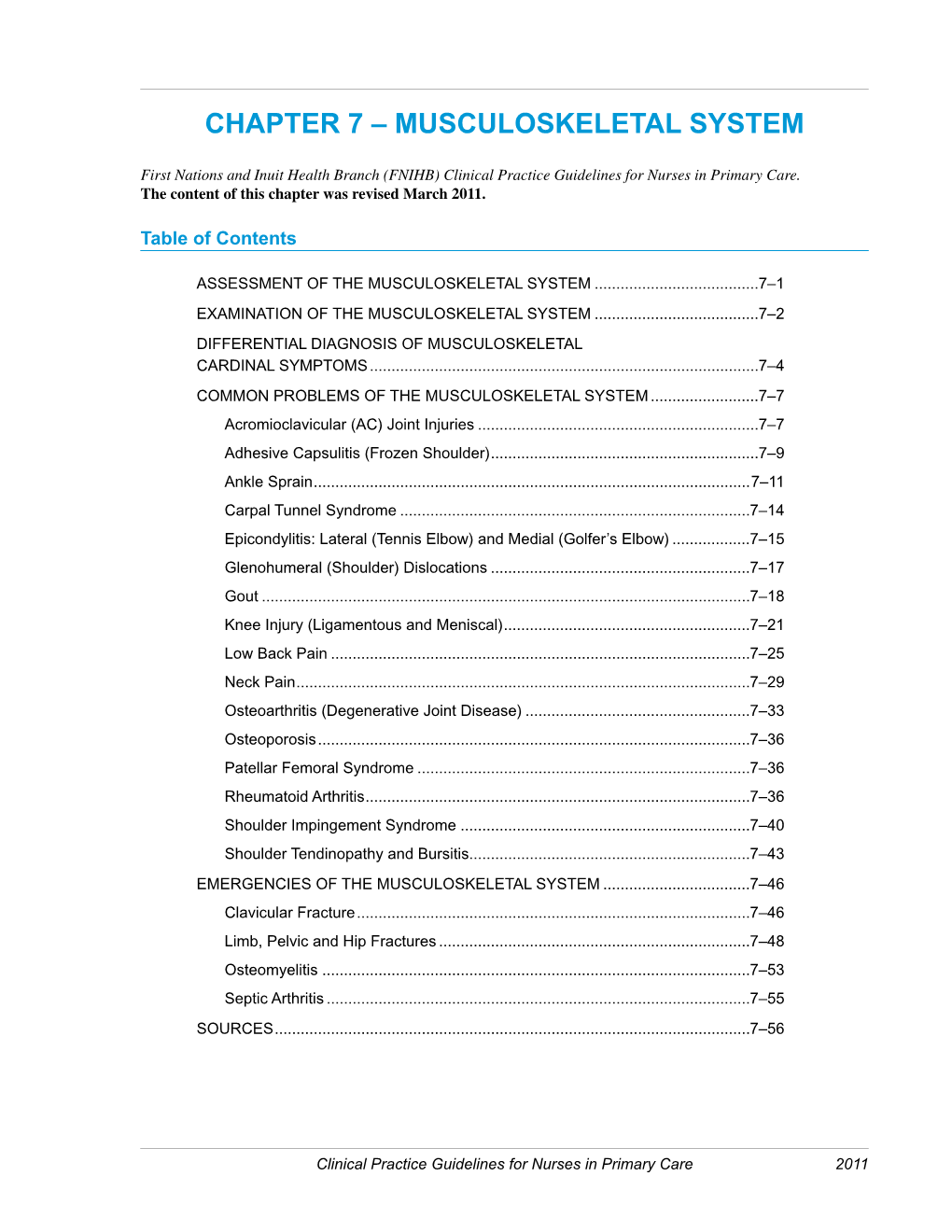 Chapter 7 – Musculoskeletal System