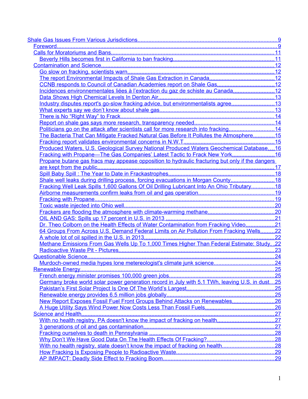 Shale Gas Issues from Various Jurisdictions