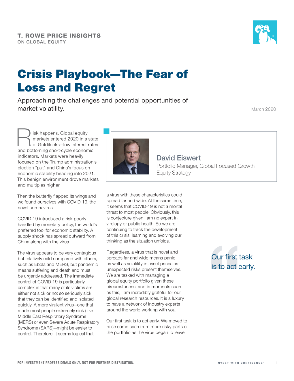 Crisis Playbook—The Fear of Loss and Regret Approaching the Challenges and Potential Opportunities of Market Volatility