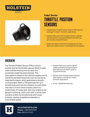 Product Overview THROTTLE POSITION SENSORS