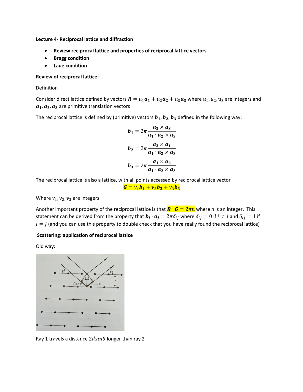 Lecture 4- Reciprocal Lattice And Diffraction - DocsLib