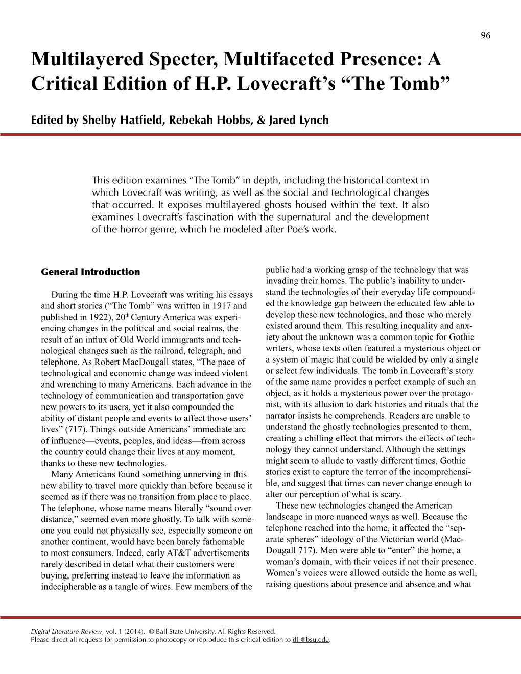 A Critical Edition of HP Lovecraft's