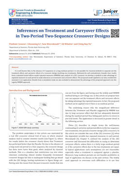 Inferences on Treatment and Carryover Effects in Two-Period Two-Sequence Crossover Designs