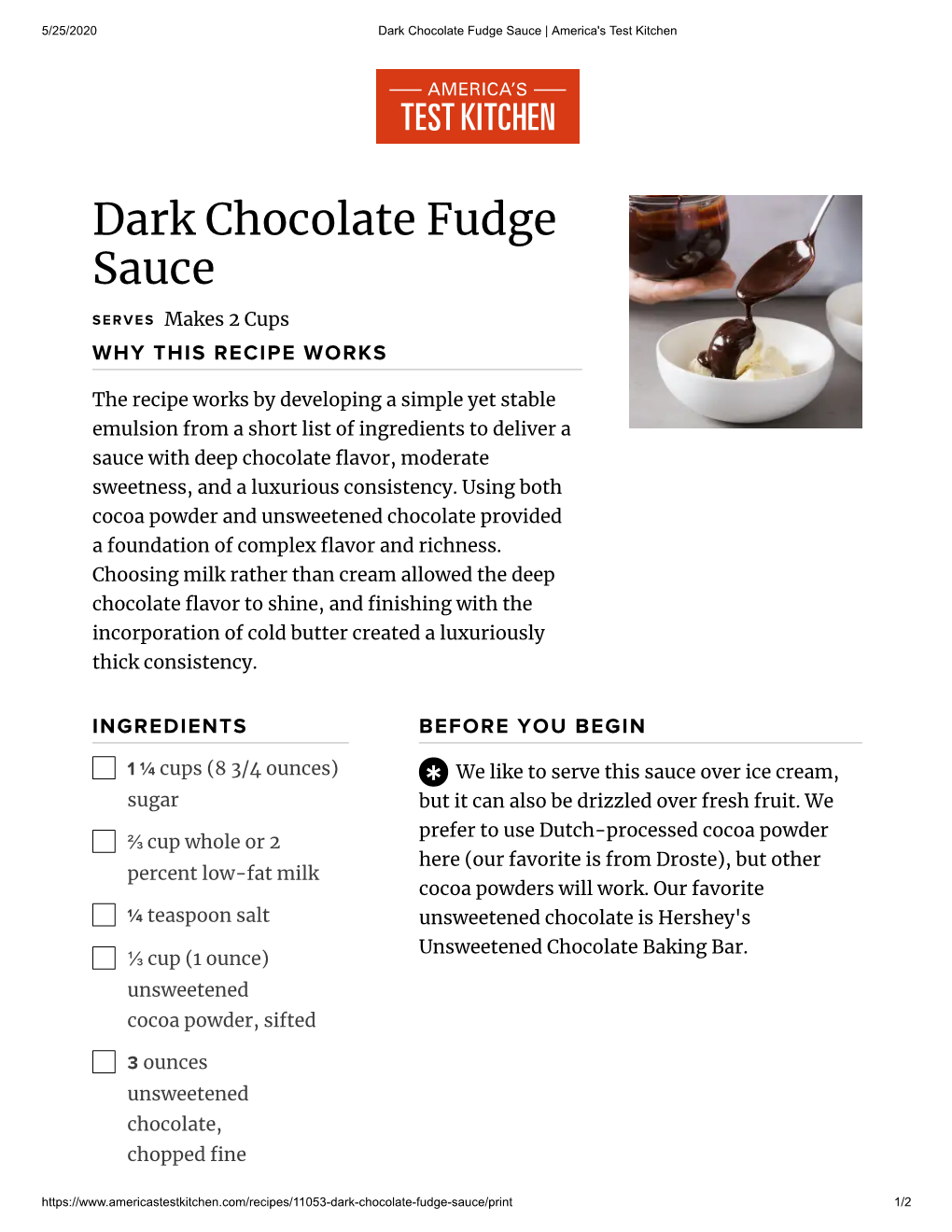 Dark Chocolate Fudge Sauce | America's Test Kitchen