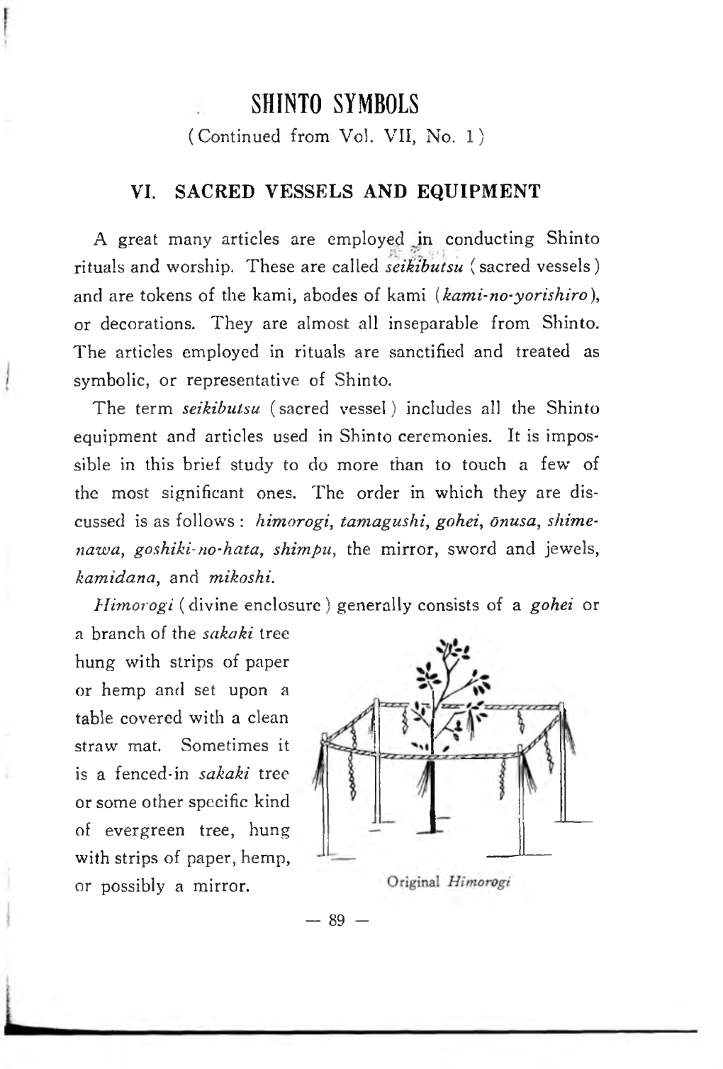 SHINTO SYMBOLS ( Continued from V O L.V II，N O .1)