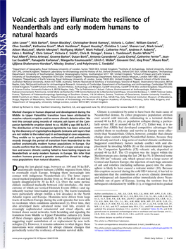 Volcanic Ash Layers Illuminate the Resilience of Neanderthals and Early Modern Humans to Natural Hazards