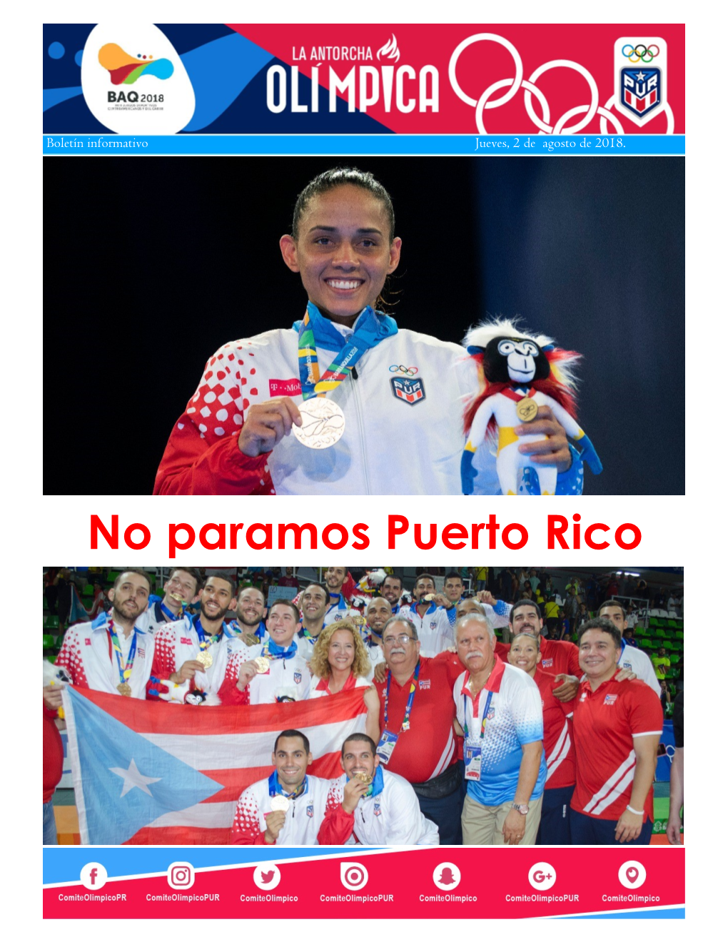 No Paramos Puerto Rico Página 2 ORO Para El Seis Patrio @Comiteolimpico