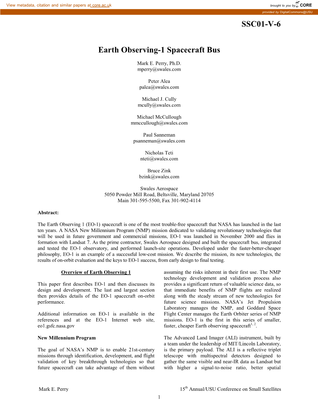 Earth Observing-1 Spacecraft Bus