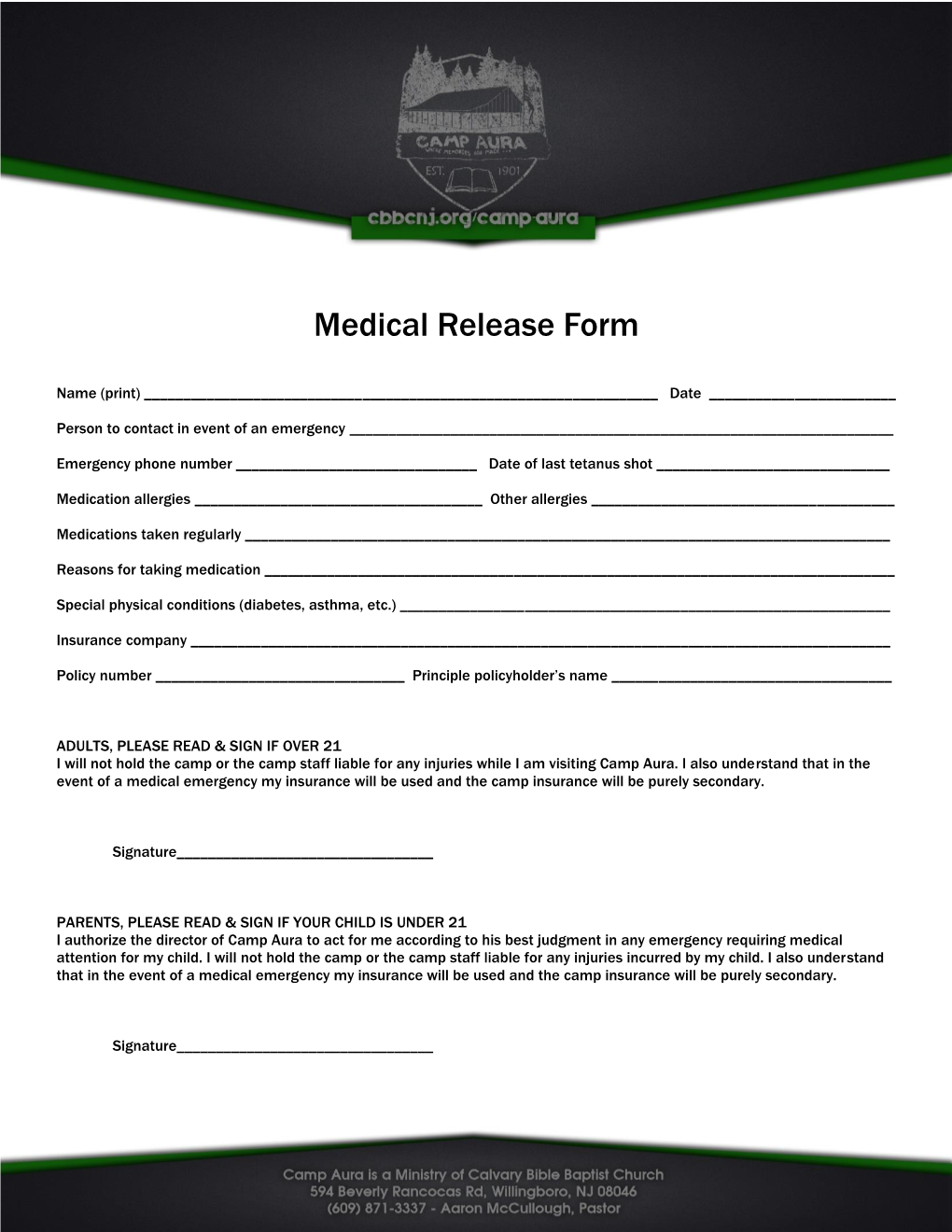 Medical Release Form