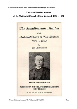 The Scandinavian Mission of the Methodist Church of New Zealand 1872 – 1894