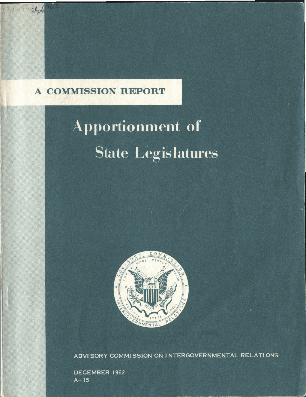 Apportionment of State Legislatures, Commission Report