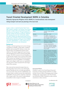 Transit Oriented Development NAMA in Colombia