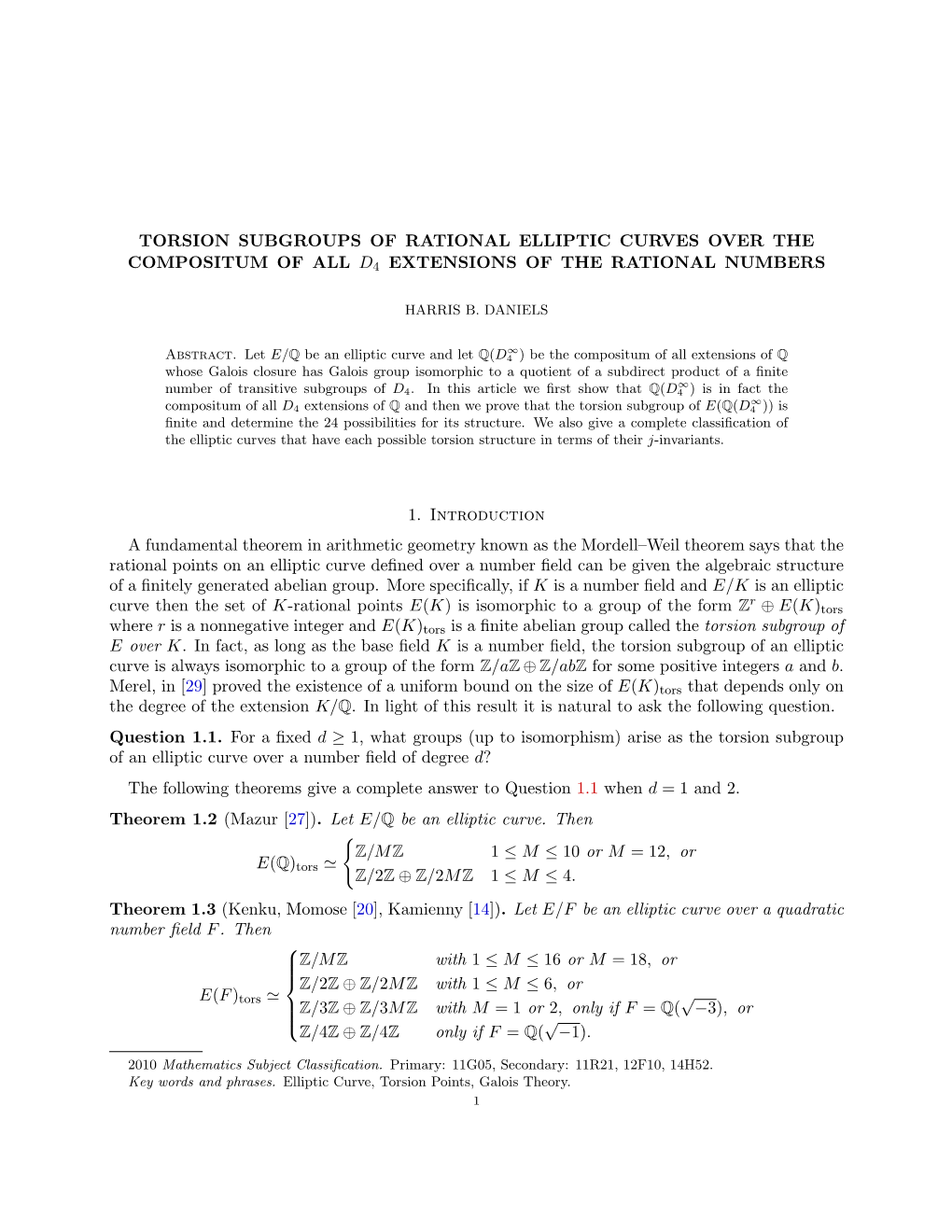 Torsion Subgroups of Rational Elliptic Curves Over the Compositum of All D4 Extensions of the Rational Numbers