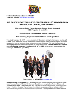Air Farce New Year's Eve Celebrates 25Th