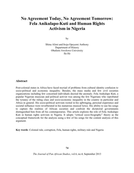 Fela Anikulapo-Kuti and Human Rights Activism in Nigeria