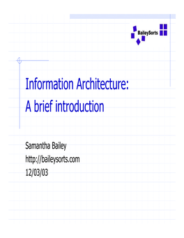 Information Architecture: a Brief Introduction