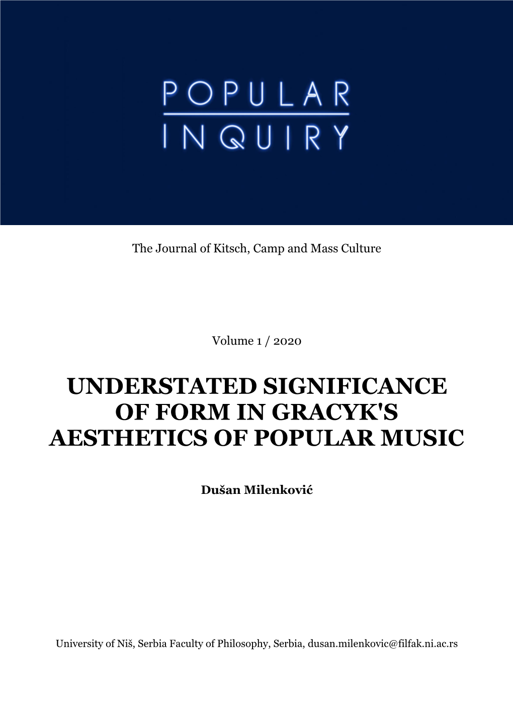 Understated Significance of Form in Gracyk's Aesthetics of Popular Music