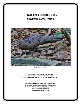 Thailand Highlights March 9–28, 2019