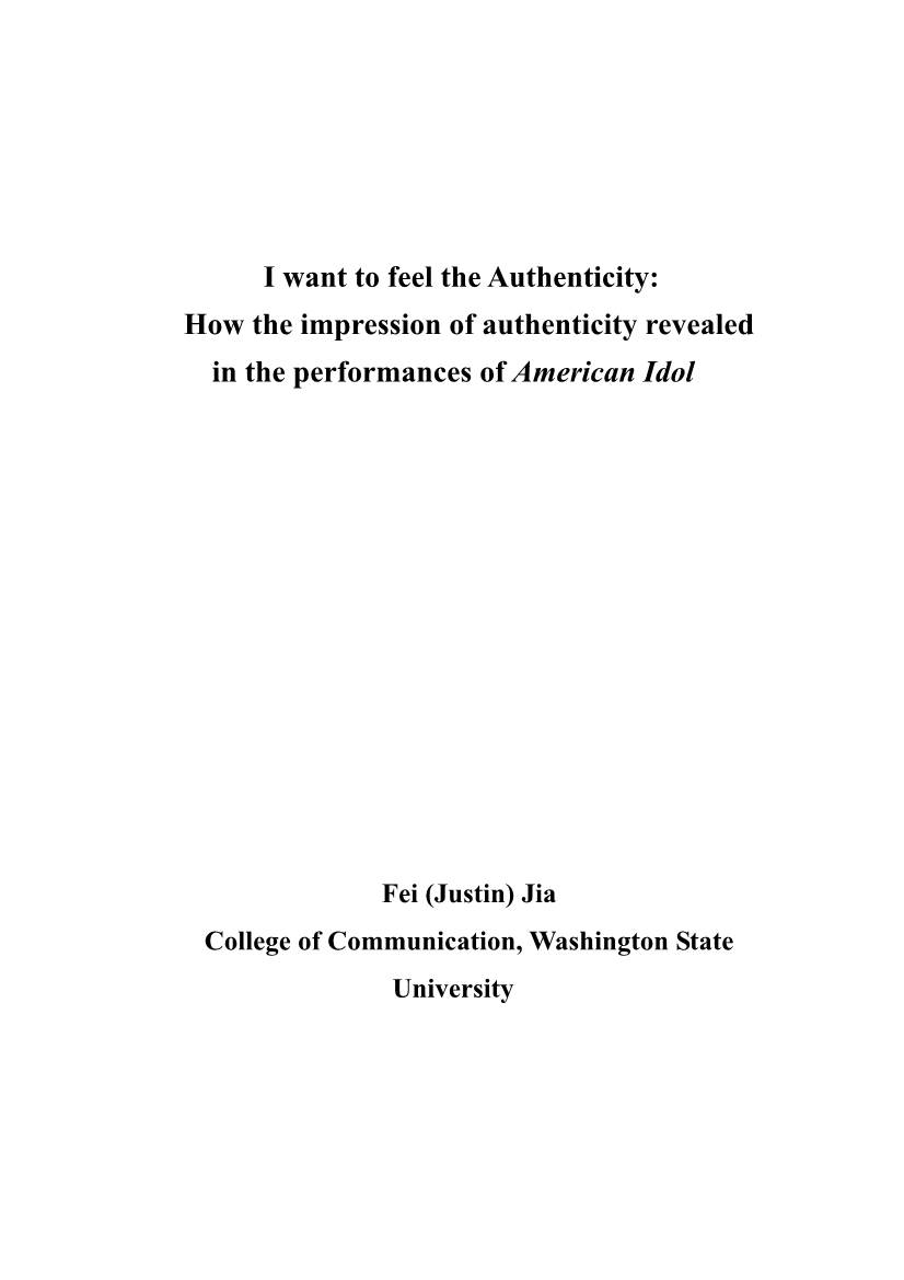 Singing Authenticity Out: Authentic Performance in American Idol