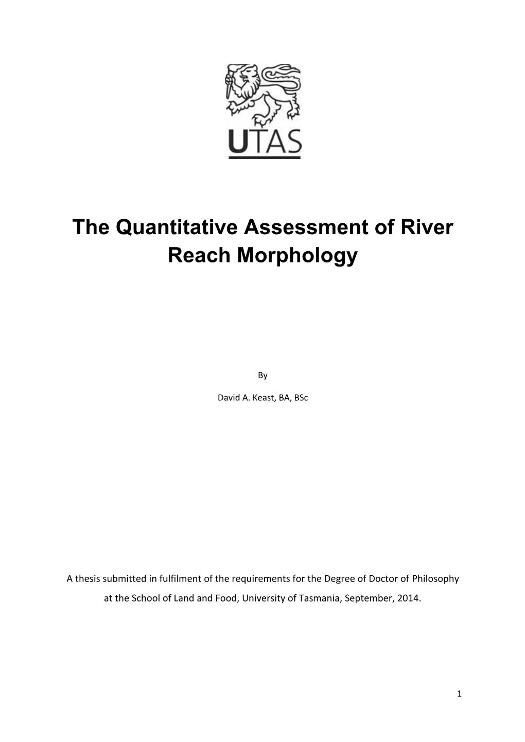 The Quantitative Assessment of River Reach Morphology