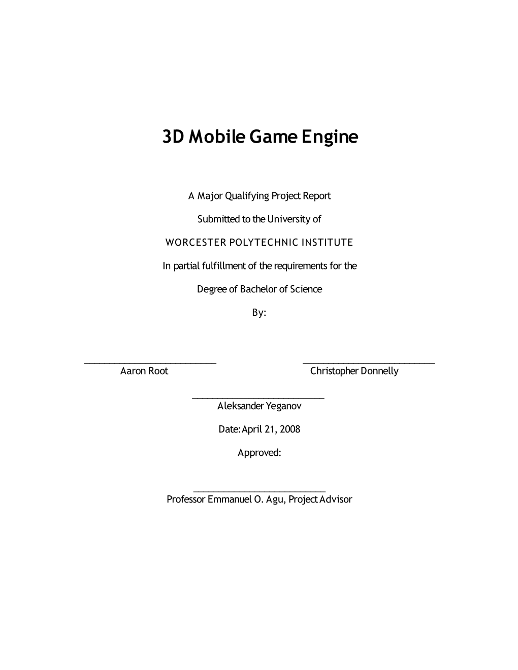 3D Mobile Game Engine