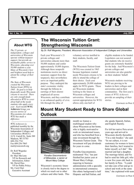 The Wisconsin Tuition Grant: Strengthening Wisconsin Mount