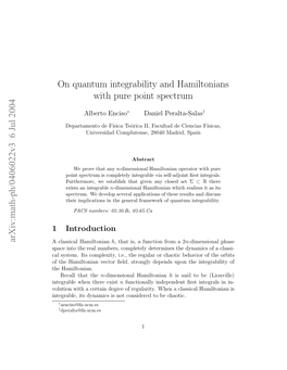 On Quantum Integrability and Hamiltonians with Pure Point