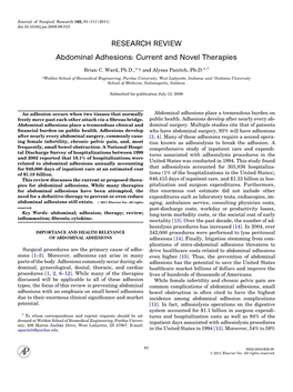 Abdominal Adhesions: Current and Novel Therapies