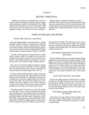 Milling Operations Types of Milling Machines