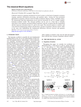 The Classical Bloch Equations