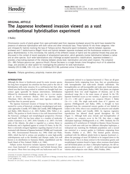 The Japanese Knotweed Invasion Viewed As a Vast Unintentional Hybridisation Experiment