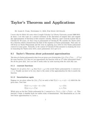 Taylor's Theorem and Applications