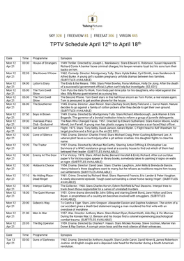 TPTV Schedule April 12Th to April 18Th