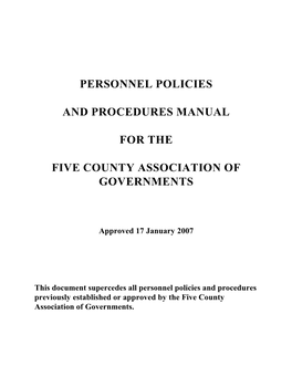 Five County AOG Personnel Policies and Procedures Manual