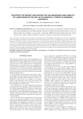 The Effect of Recent Fire History on the Abundance and Viability of Large Seeds in the Soil of Sclerophyll Forest in Tasmania, Australia