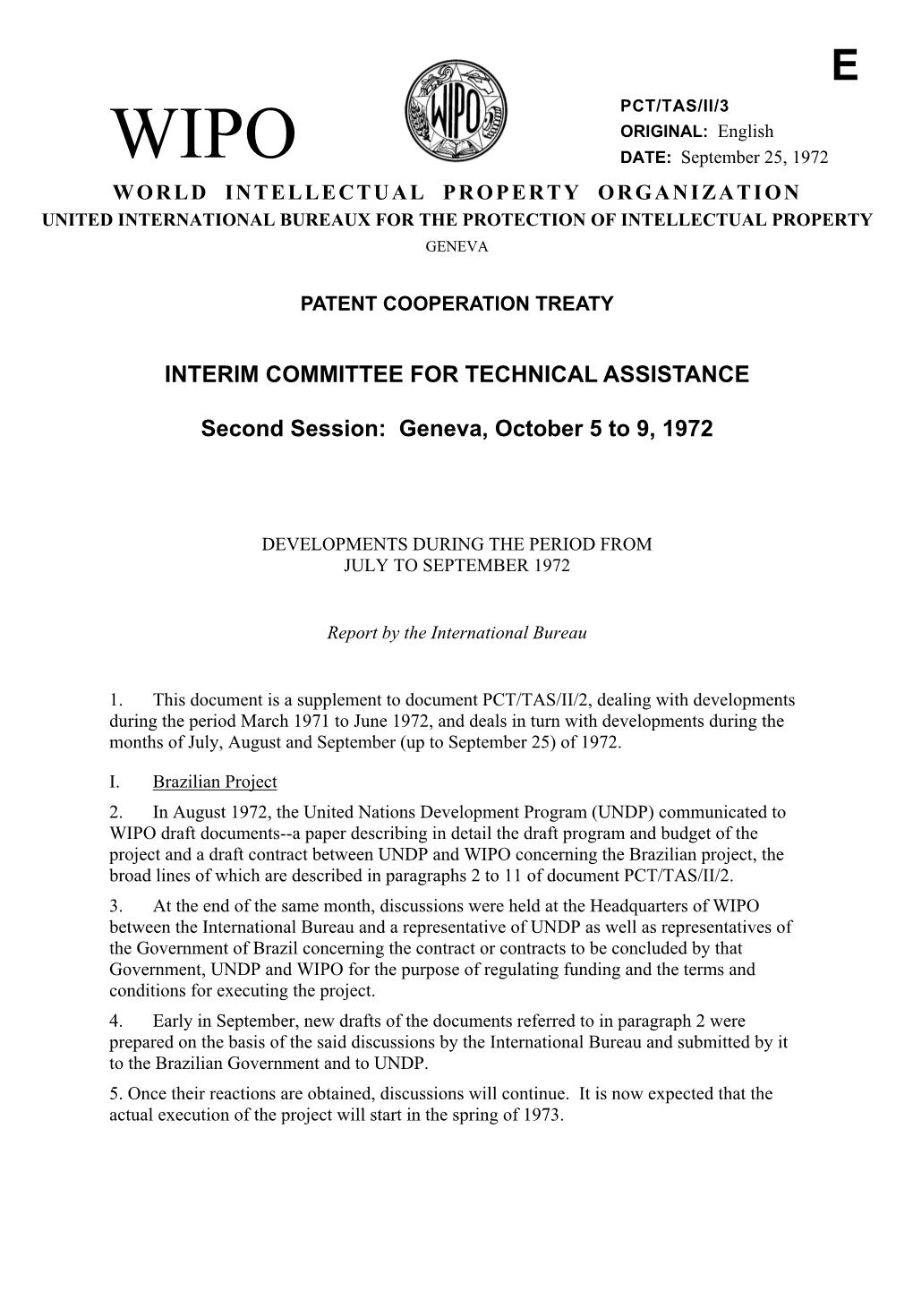 INTERIM COMMITTEE for TECHNICAL ASSISTANCE Second