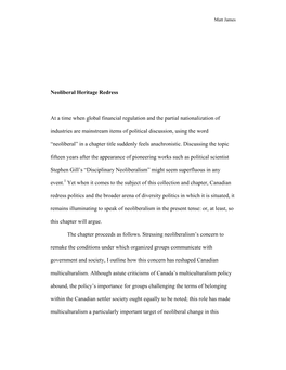 Neoliberal Heritage Redress at a Time When Global Financial Regulation and the Partial Nationalization of Industries Are Mainstr