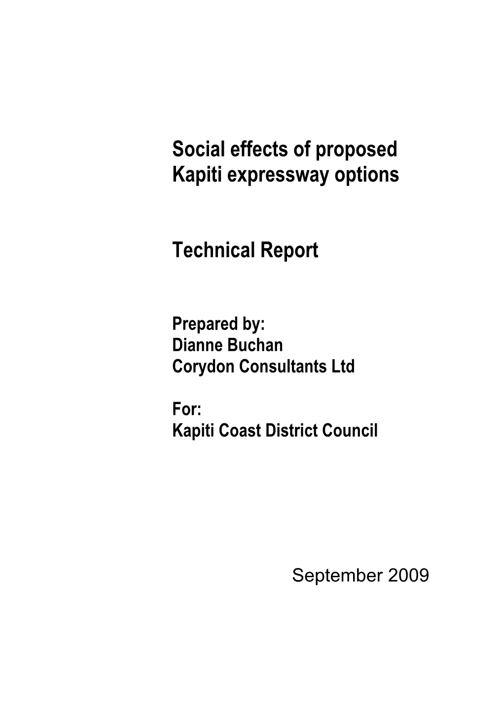 Kapiti Coast SH1 Expressway Social Amenity Effects Final 29 9 3