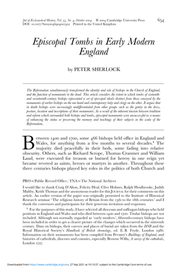 Episcopal Tombs in Early Modern England