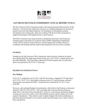 San Francisco Film Commission Annual Report Fy10-11