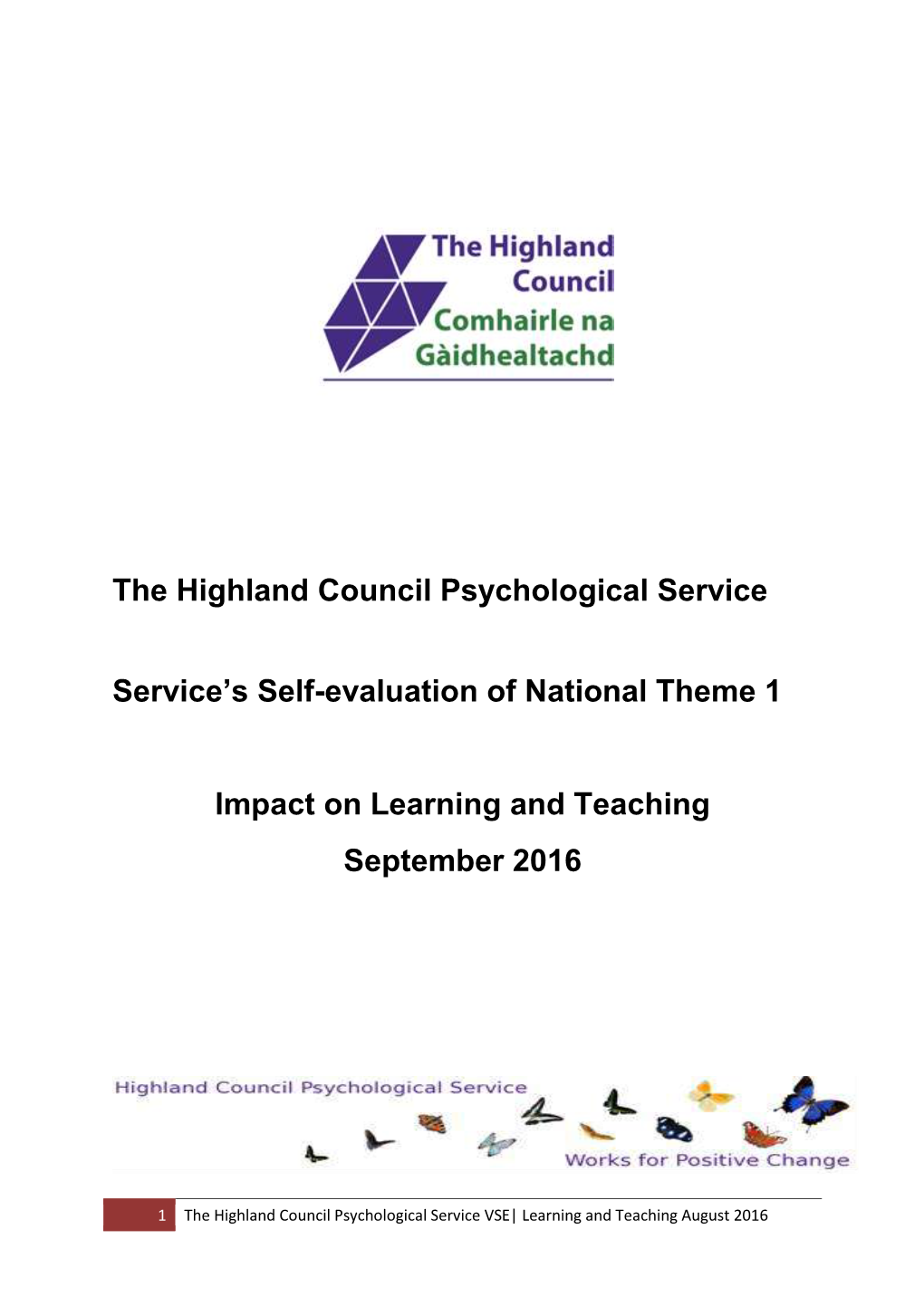 Highland Council Psychological Service National Theme 1