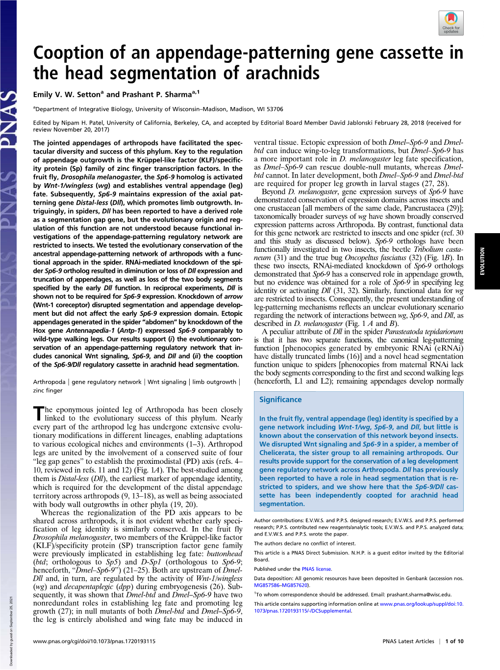 Cooption of an Appendage-Patterning Gene Cassette in the Head