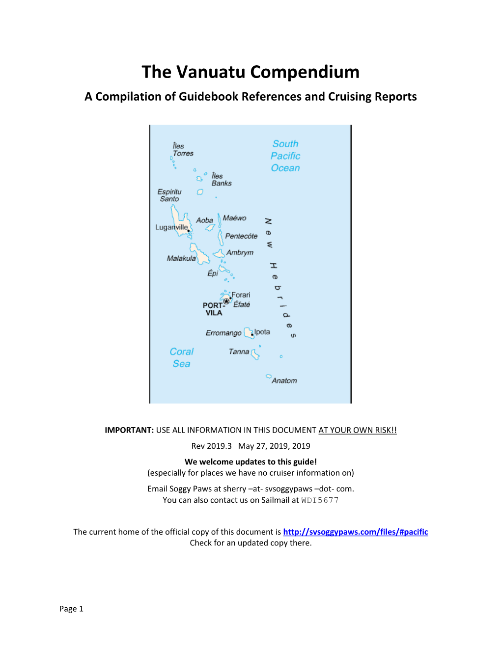 Vanuatu Compendium a Compilation of Guidebook References and Cruising Reports