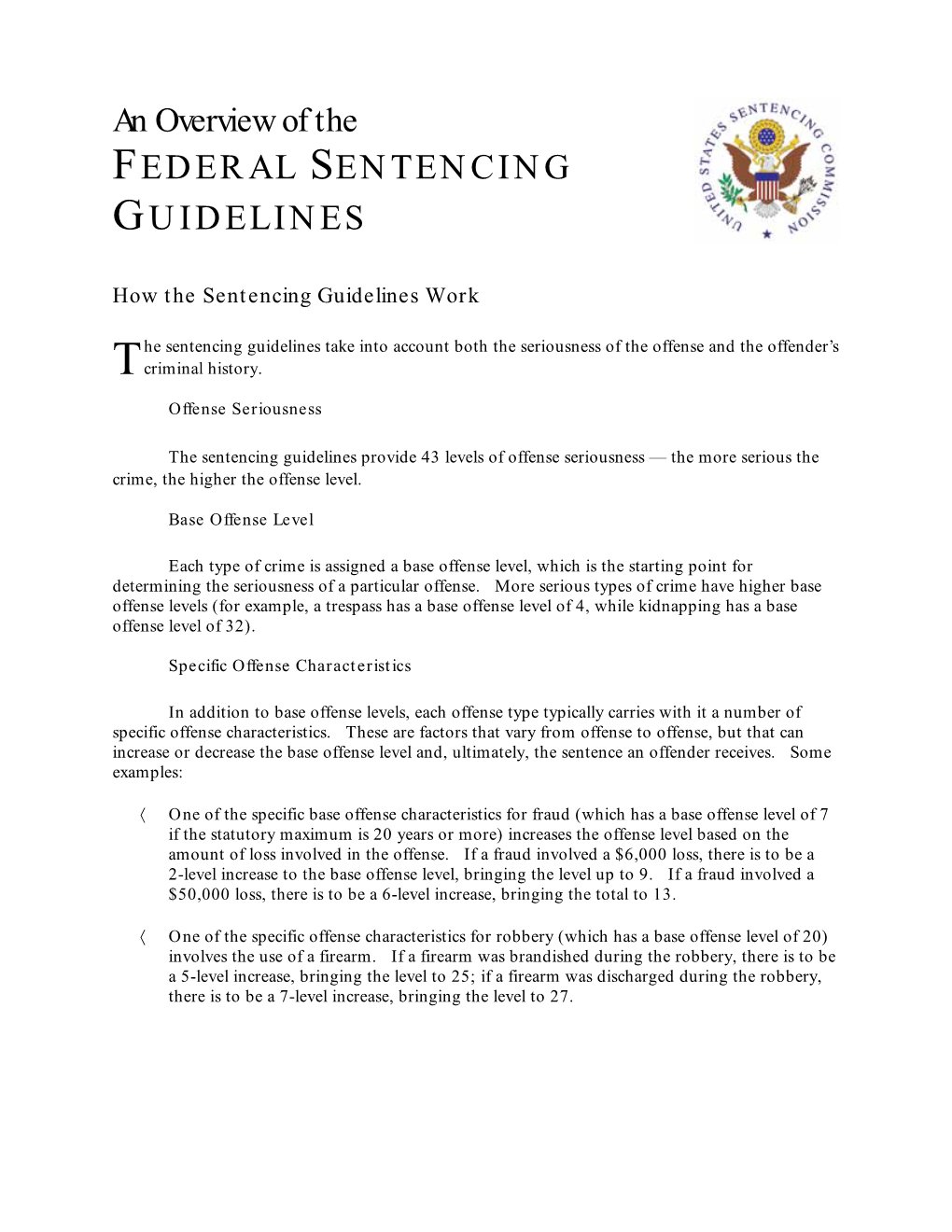 An Overview of the Federal Sentencing Guidelines