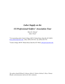 Labor Supply on the US Professional Golfers' Association Tour