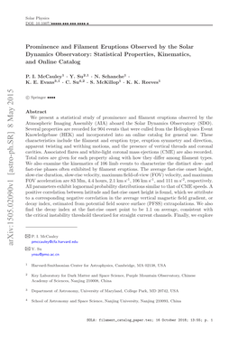 Arxiv:1505.02090V1 [Astro-Ph.SR] 8 May 2015 B B